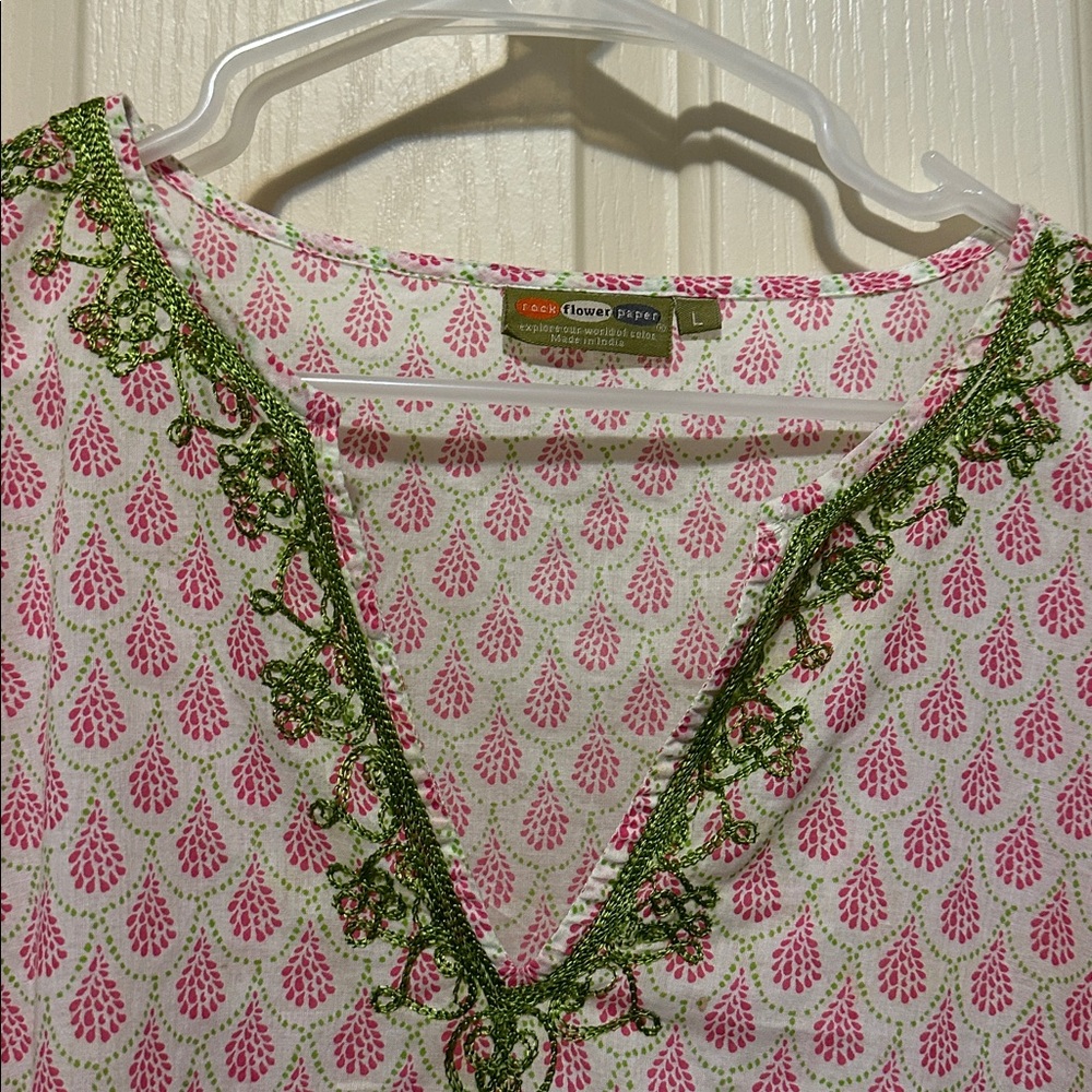 Rock,Paper,Flower lightweight, long tunic, white Lotus style - Picture 2 of 10